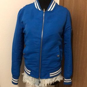 Blue letterman style jacket
